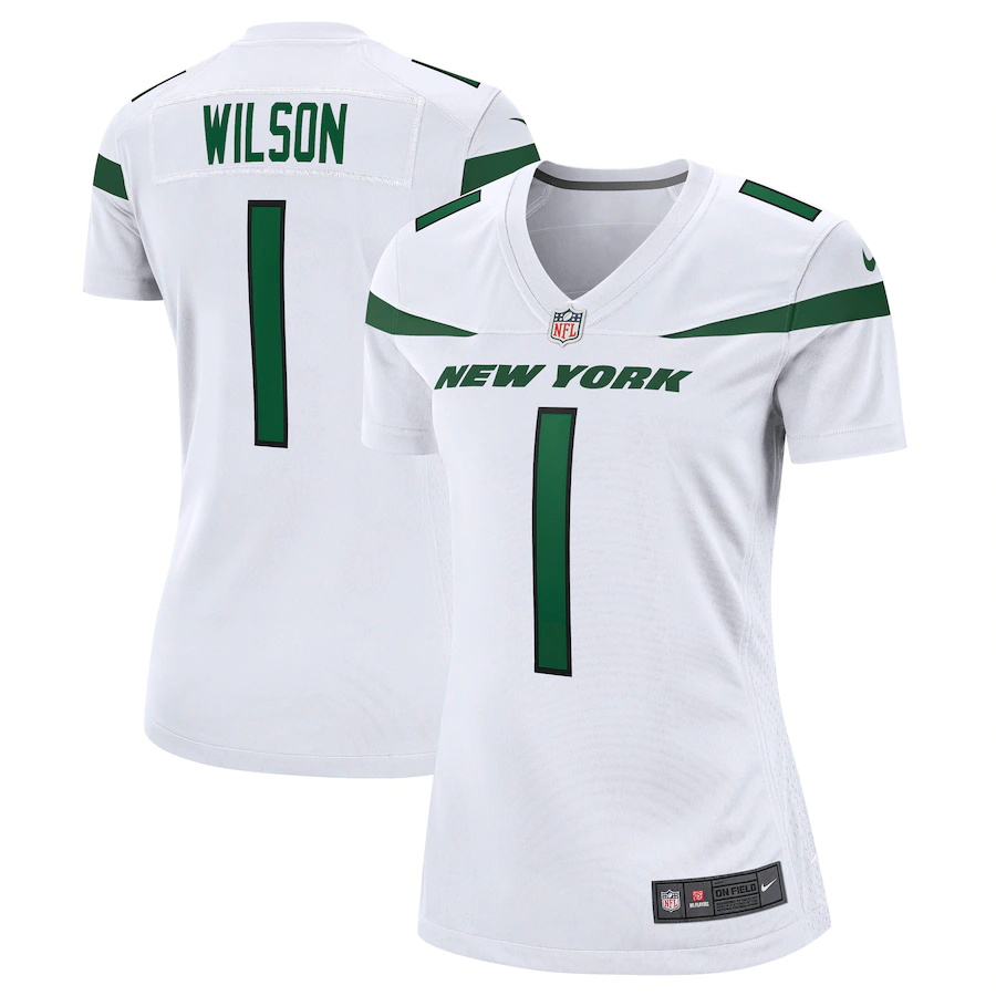 Custom Womens New York Jets #1 Zach Wilson Nike White 2021 NFL Draft First Round Pick Game Jersey